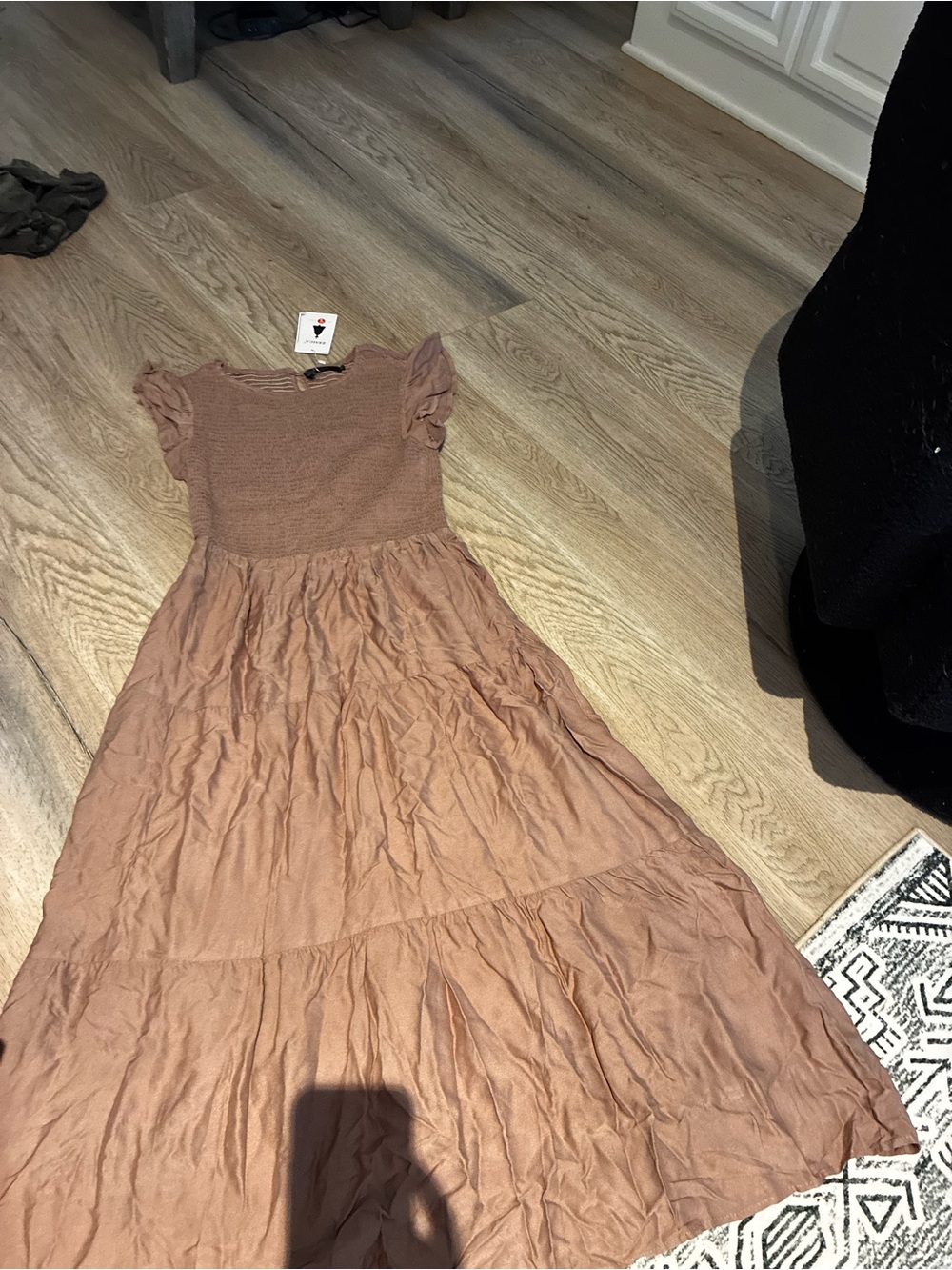 Smocked Bodice Maxi Dress in Dusty Mauve